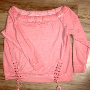 Maurice’s off the shoulder sweatshirt w lace up